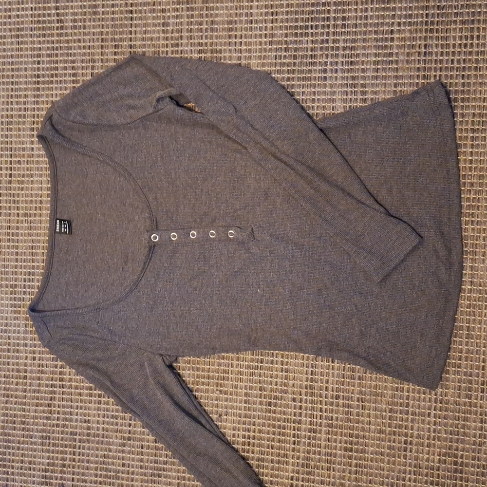 Gray Shein Long Sleeve Shirt With Buttons